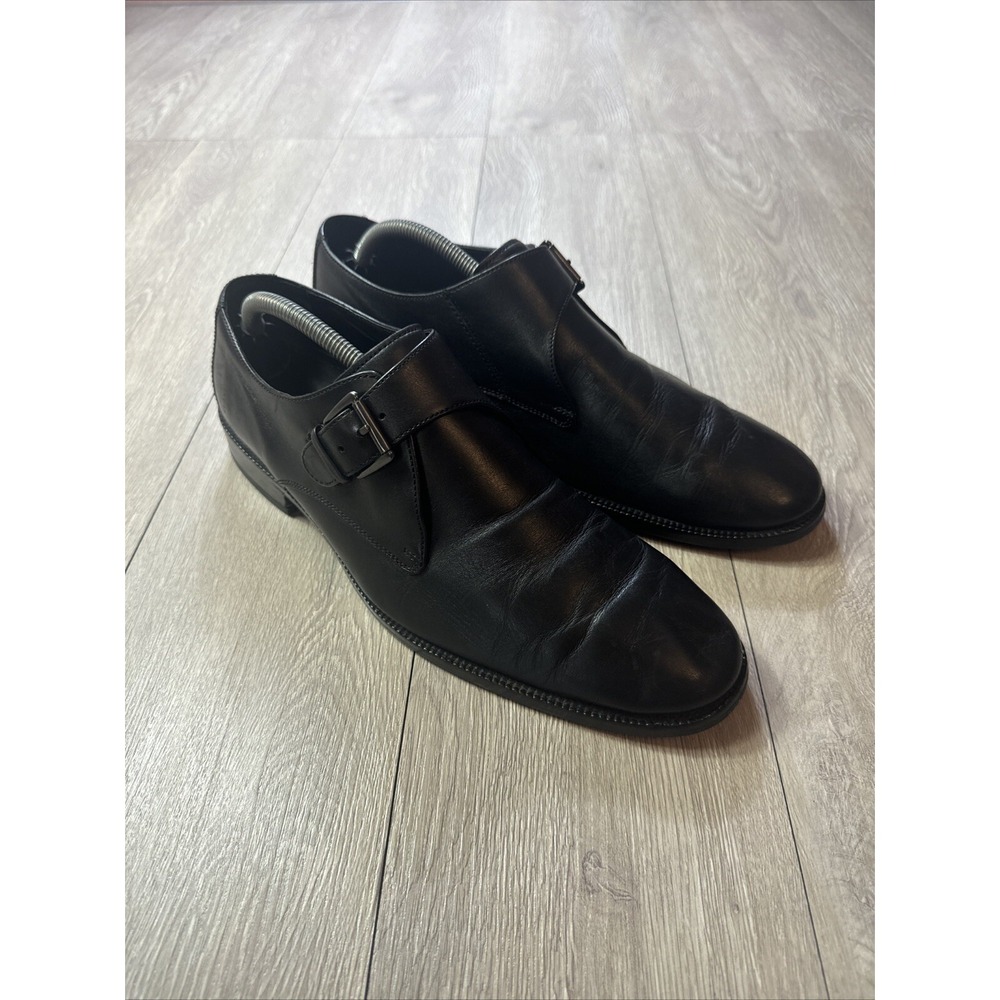 Cole Haan Williams II Men 10.5 Black Leather Monk Strap Dress Shoe Buckle